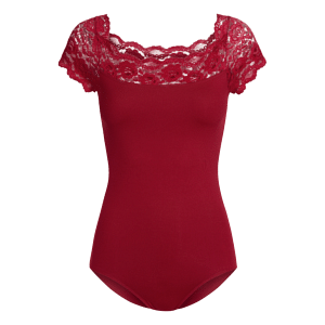 So Danca 10945 Burgundy Kurzarm Spitzenbody Dunkelrot 04
