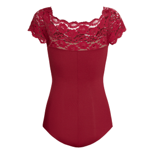 So Danca 10945 Burgundy Kurzarm Spitzenbody Dunkelrot 05
