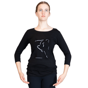 T Shirt Tanz Motiv Dreiviertel Arm Schwarz Heike Bartsch Passe 01