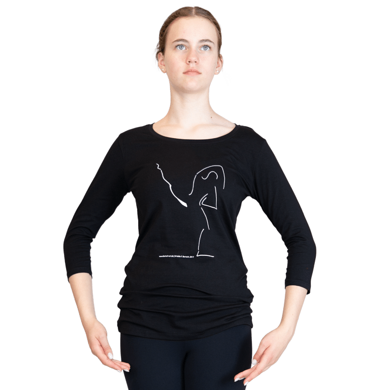 T Shirt Tanz Motiv Dreiviertel Arm Schwarz Heike Bartsch Tilt 01