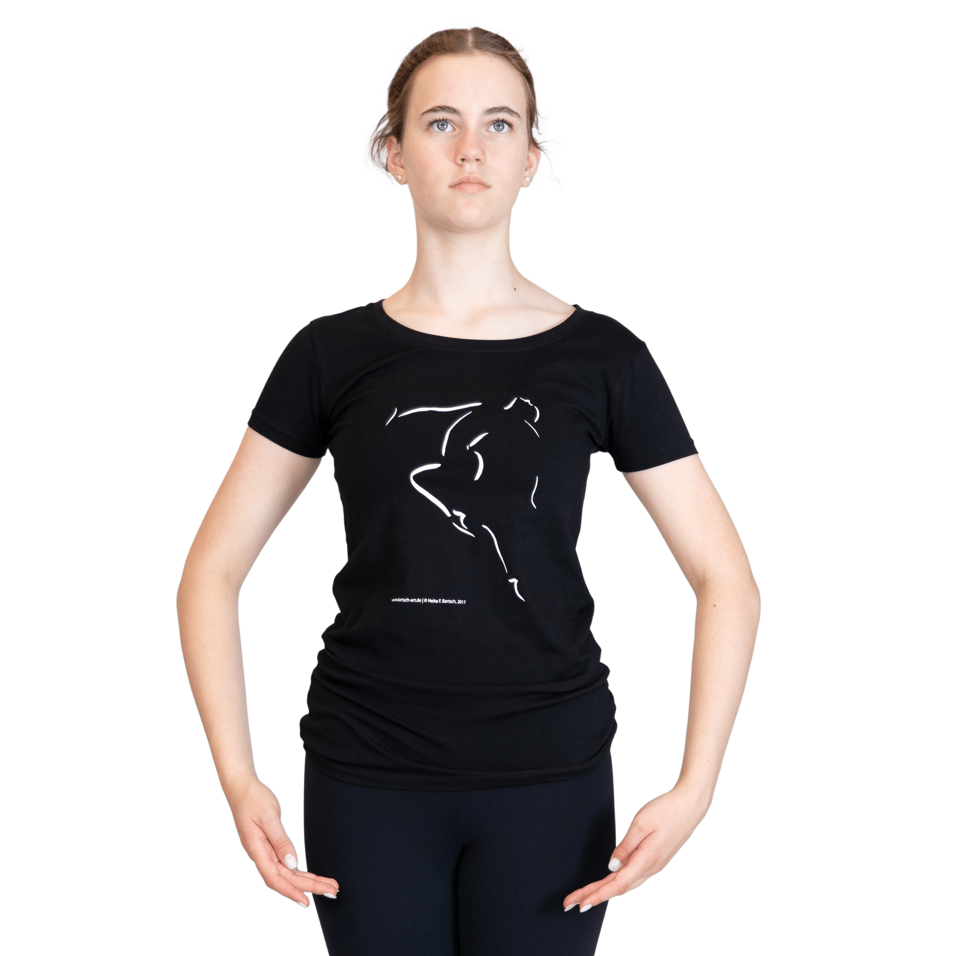 T Shirt Tanz Zeichnung Schwarz Heike Bartsch Sprung 01