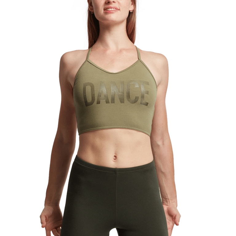 Tempsdanse Alzina Stripes Olive Tanz Crop Top Kreuzträger 01