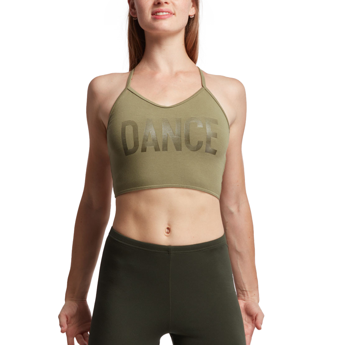 Tempsdanse Alzina Stripes Olive Tanz Crop Top Kreuzträger 01