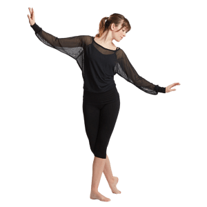 Tempsdanse Dani Noir Schwarzes Tanztop Mit Fledermausärmeln 02