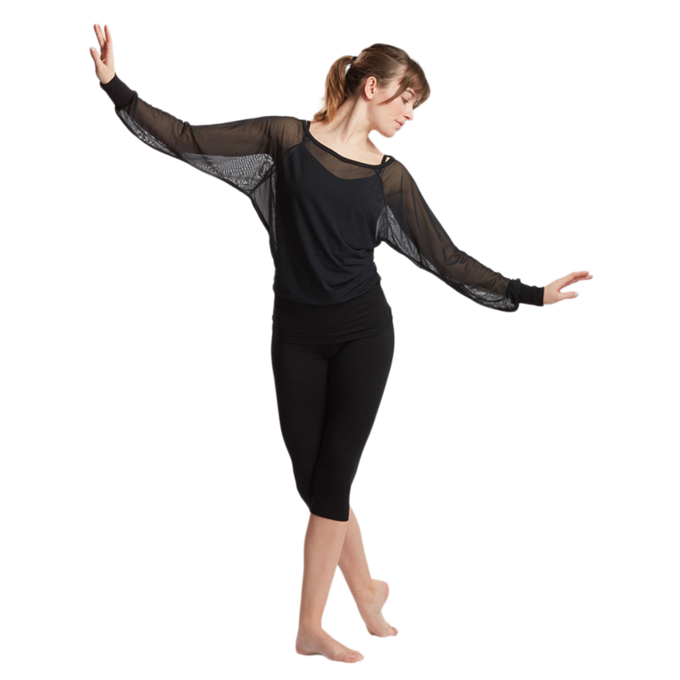 Tempsdanse Dani Noir Schwarzes Tanztop Mit Fledermausärmeln 02