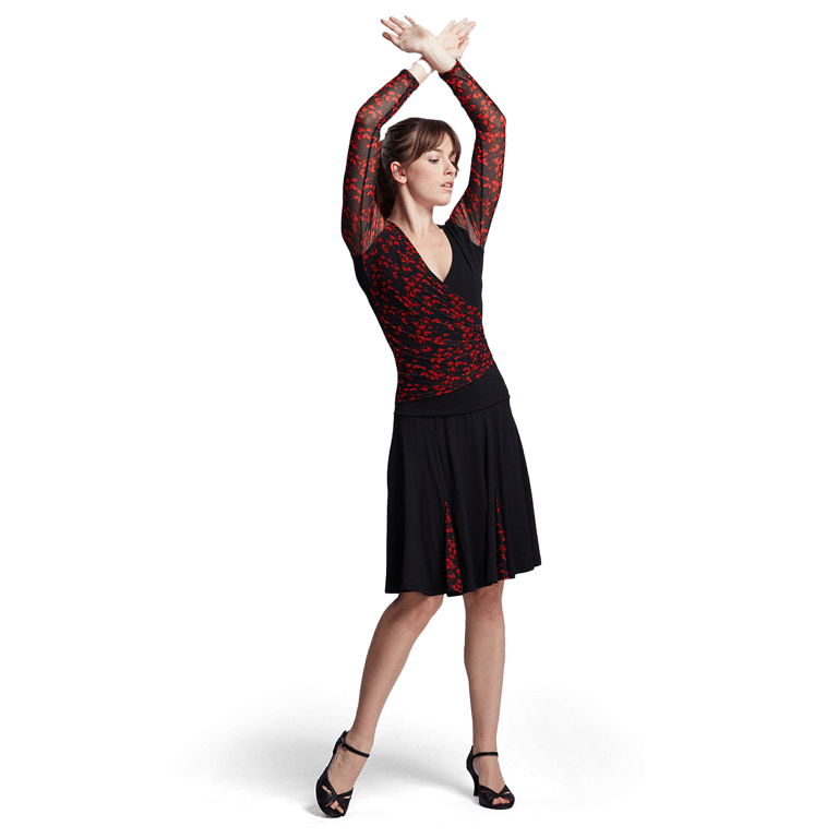 Tempsdanse Denice Redflower Godet Rock Mit Tüll Einsätzen 02