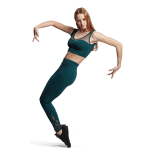 Tempsdanse Denisa Hibiskus Sport Bh Mit Elastischem Mesh Petrol 01