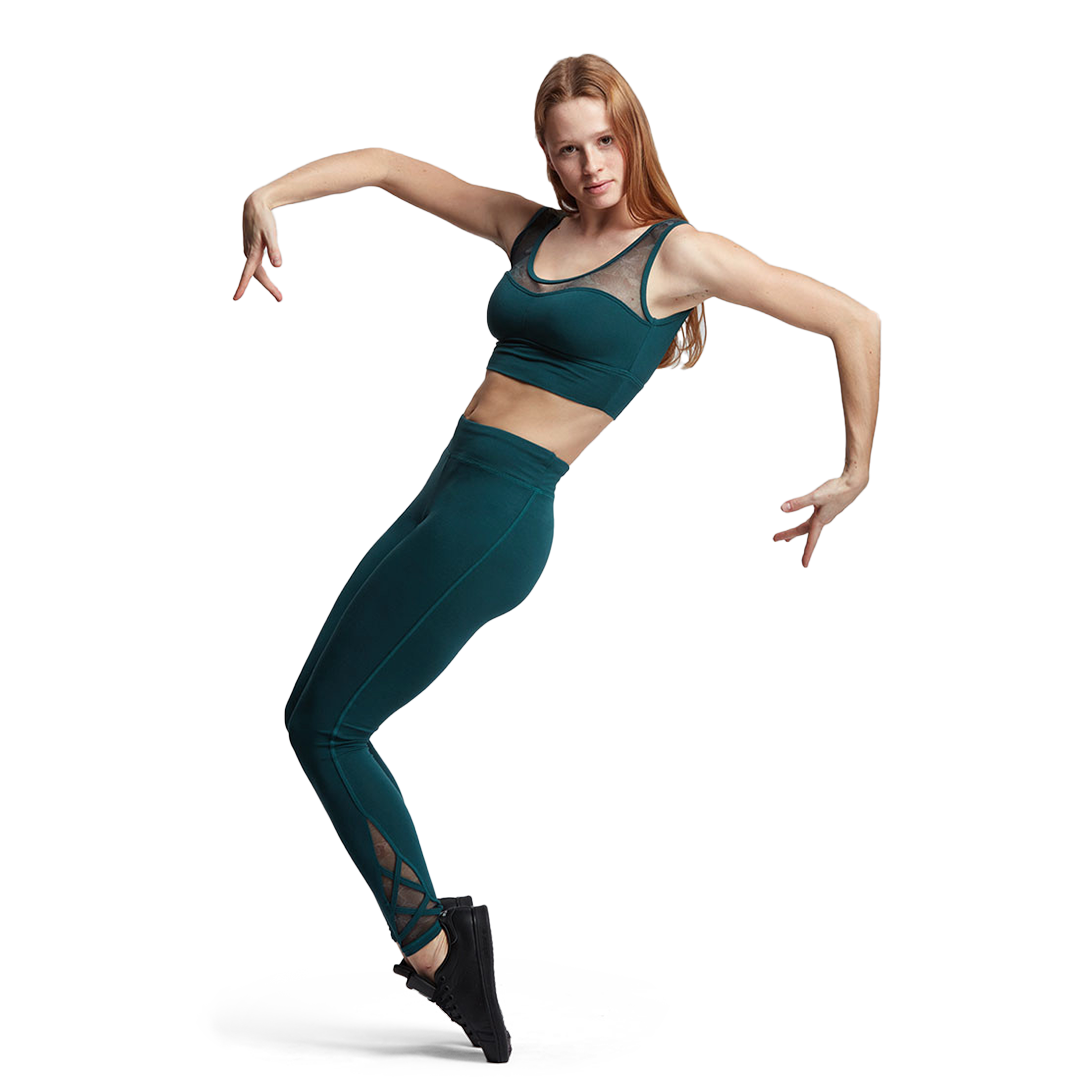 Tempsdanse Denisa Hibiskus Sport Bh Mit Elastischem Mesh Petrol 01