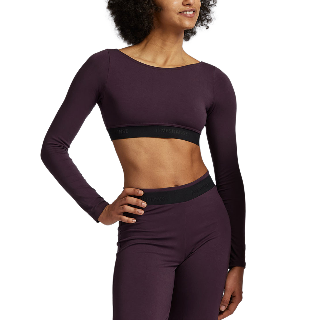 Tempsdanse Goa Langarm Crop Top Violett 04