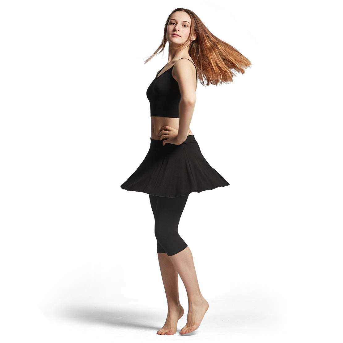 Tempsdanse Zazou Noir Schwarze Capri Leggins Mit Rock 05