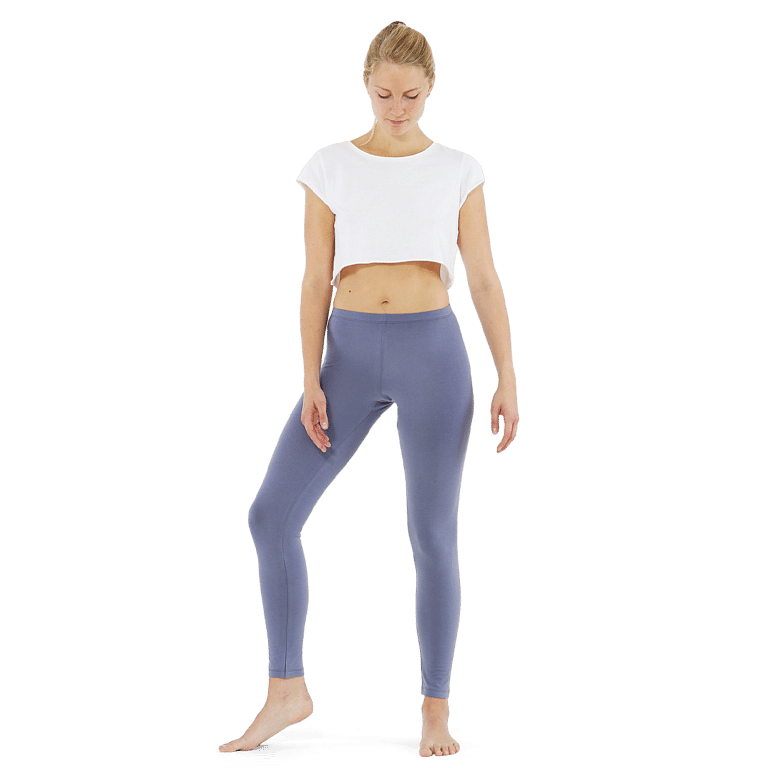 Yoiqi Plain Blue Granite Leggings Bio Baumwolle Stahlblau 01