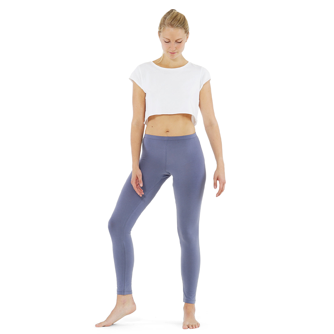 Yoiqi Plain Blue Granite Leggings Bio Baumwolle Stahlblau 01