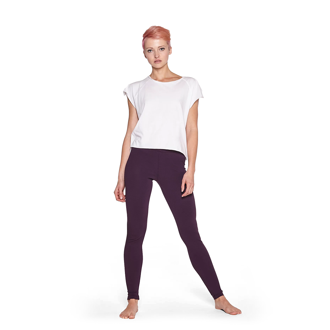 Yoiqi Plain Burgundy Lila Leggings Bio Baumwolle 01