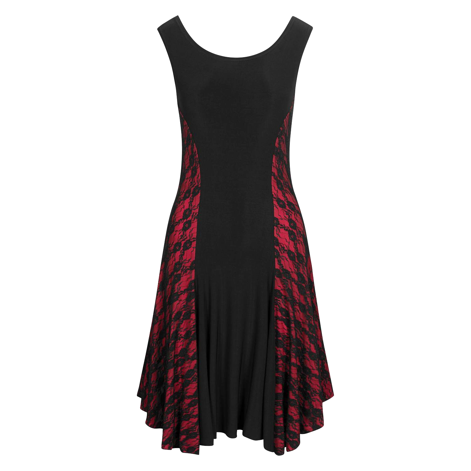 Rumpf Provence Ru5513 Black Red Trager Tanzkleid Rote Spitzen Einsätze 02