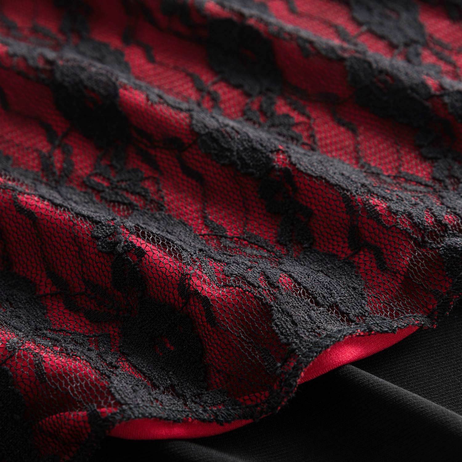 Rumpf Provence Ru5513 Black Red Trager Tanzkleid Rote Spitzen Einsätze 04