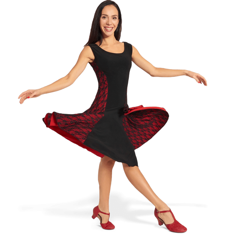 Rumpf Provence Ru5513 Black Red Trager Tanzkleid Rote Spitzen Einsätze 06