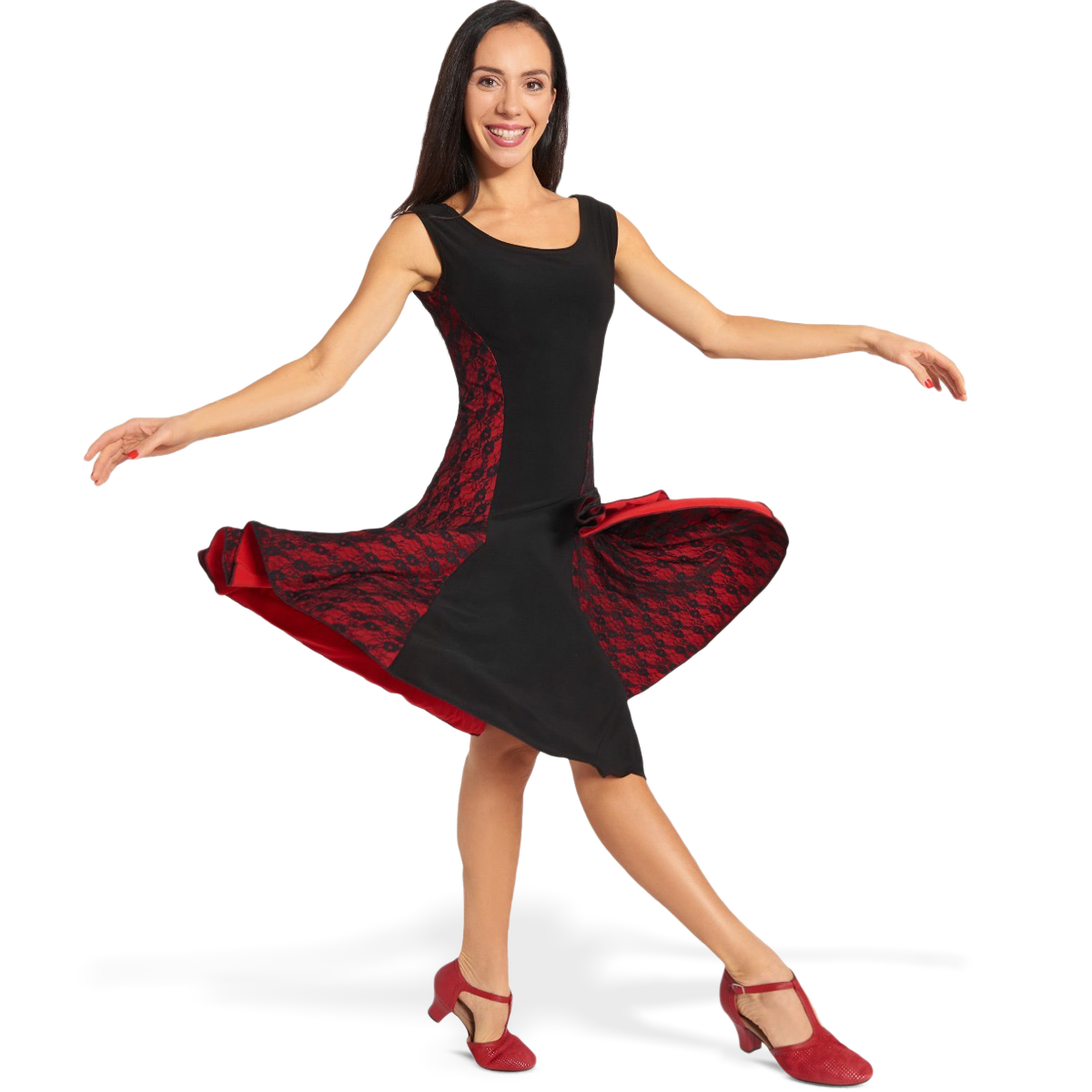 Rumpf Provence Ru5513 Black Red Trager Tanzkleid Rote Spitzen Einsätze 06