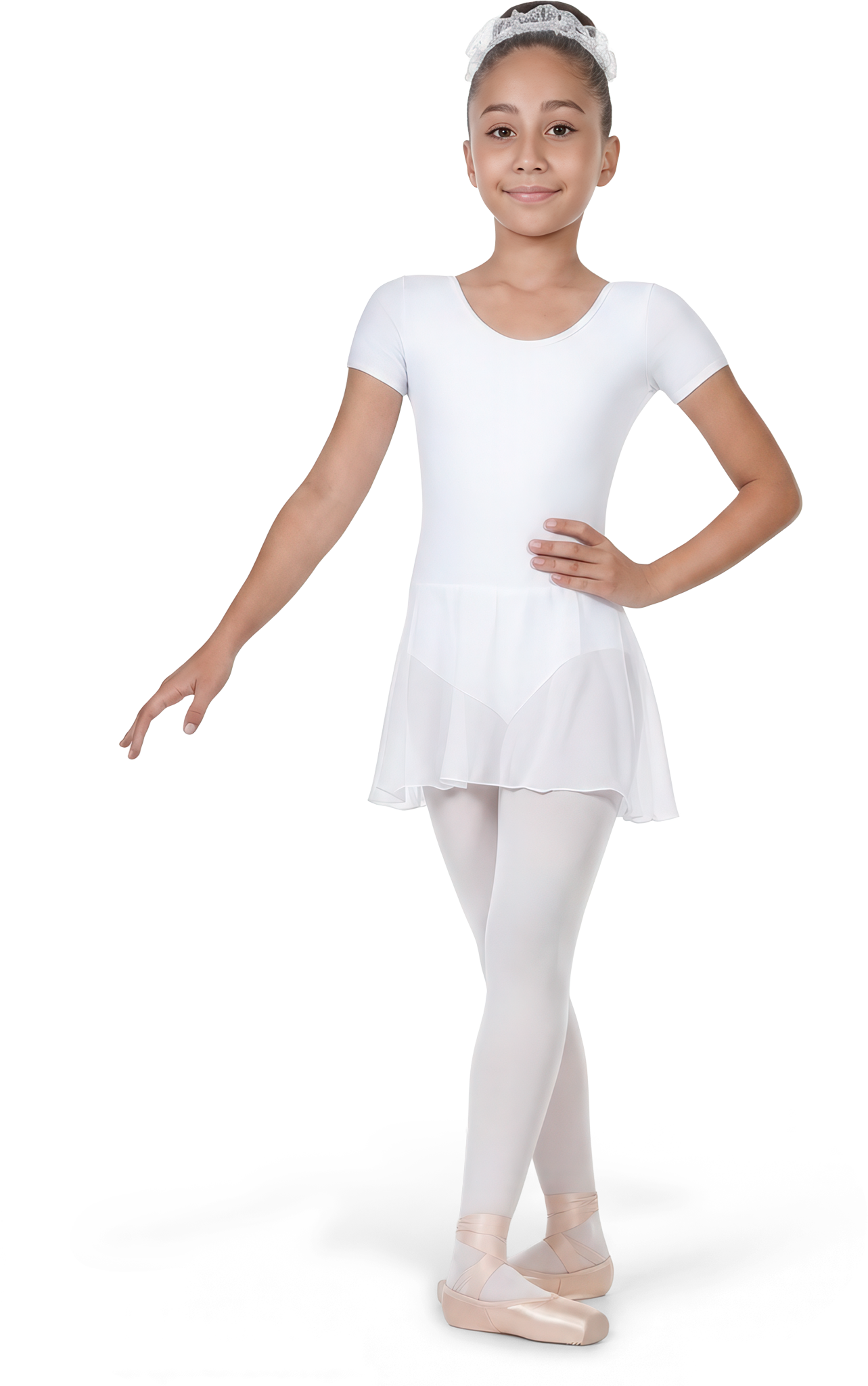 Sheddo 1036c White Kinder Ballettkleid Mit Kurzarm Weiss 31686 01