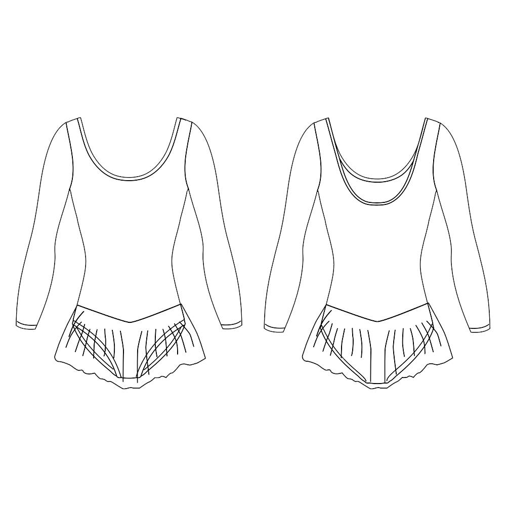 Sheddo 114c White Weisses Maedchen Ballettkleid Lange Arme Zeichnung