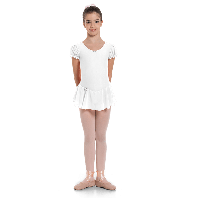 Sheddo 117c White Weisses Maedchen Ballettkleid Puffaermel 01