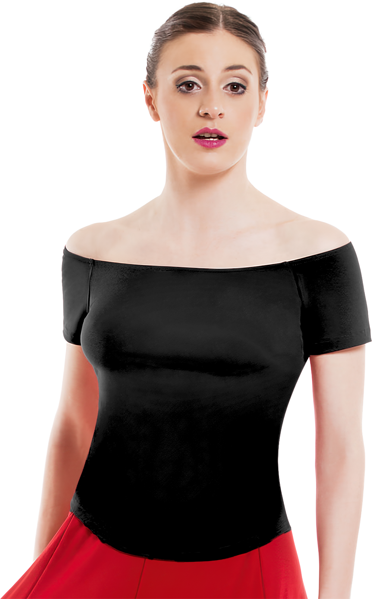 Sheddo La12w Black Schulterfreies Kurzarm Tanz Top Schwarz 44736 01