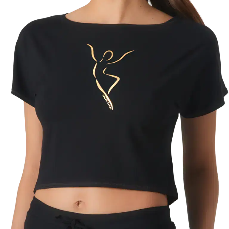 Tempsdanse Agile Silhouette Noir Schwarzes Crop Top Mit Tanzmotiv 01