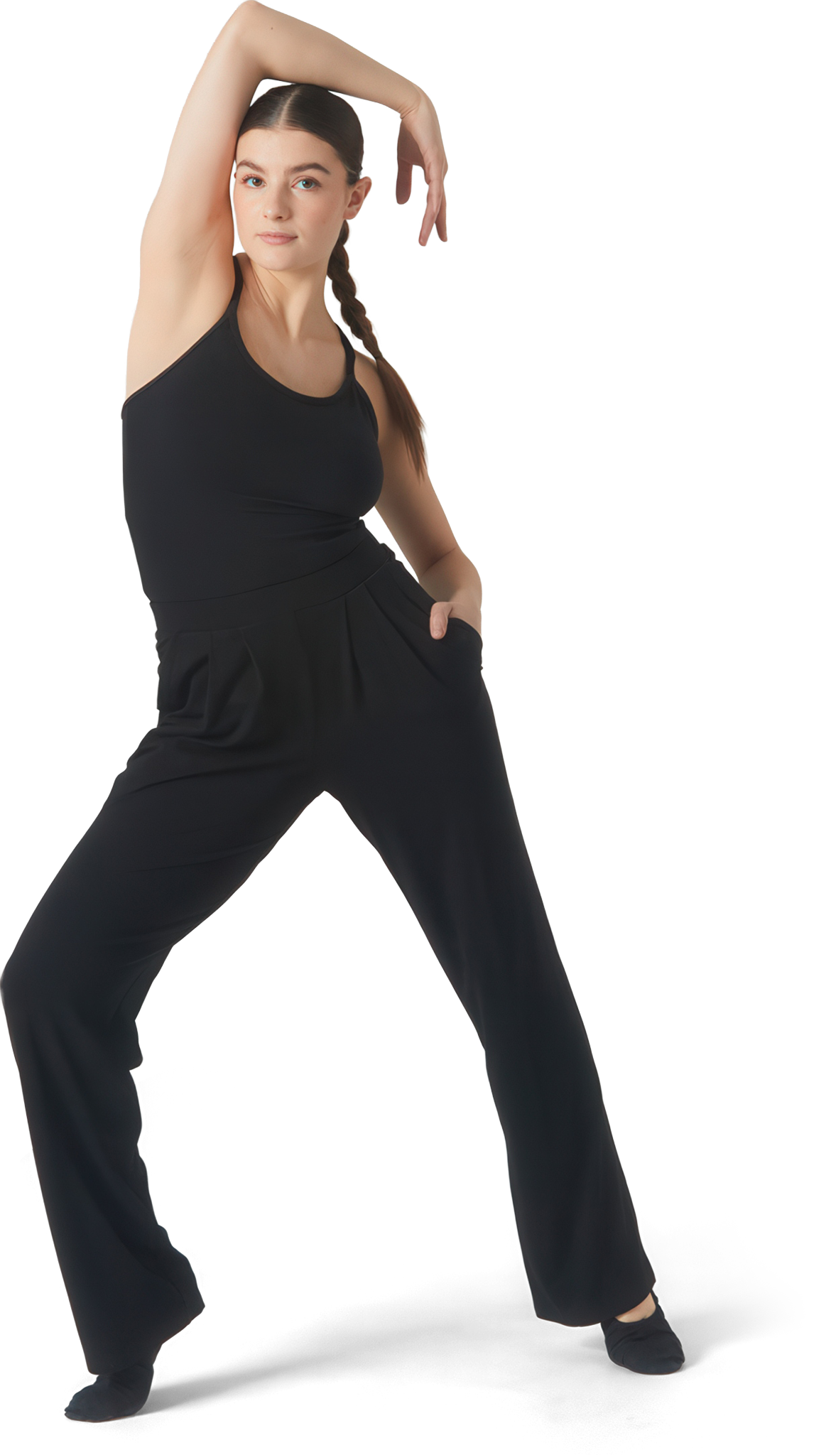 Tempsdanse Allan Noir Damen Tanzhose Mit Bundfalten Schwarz 03