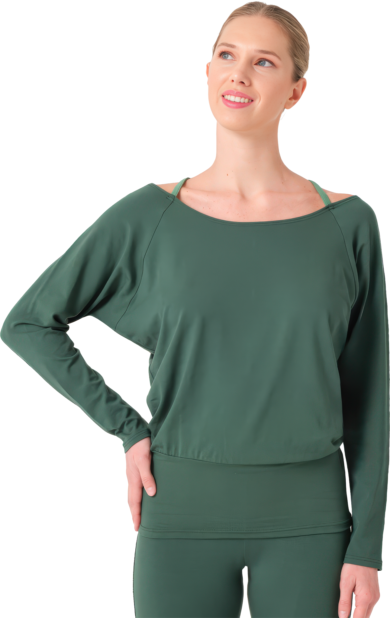 Tempsdanse Aska Bi Cactus Yoga Langarmshirt Mit Kreuztraegern Gruen 127621 01