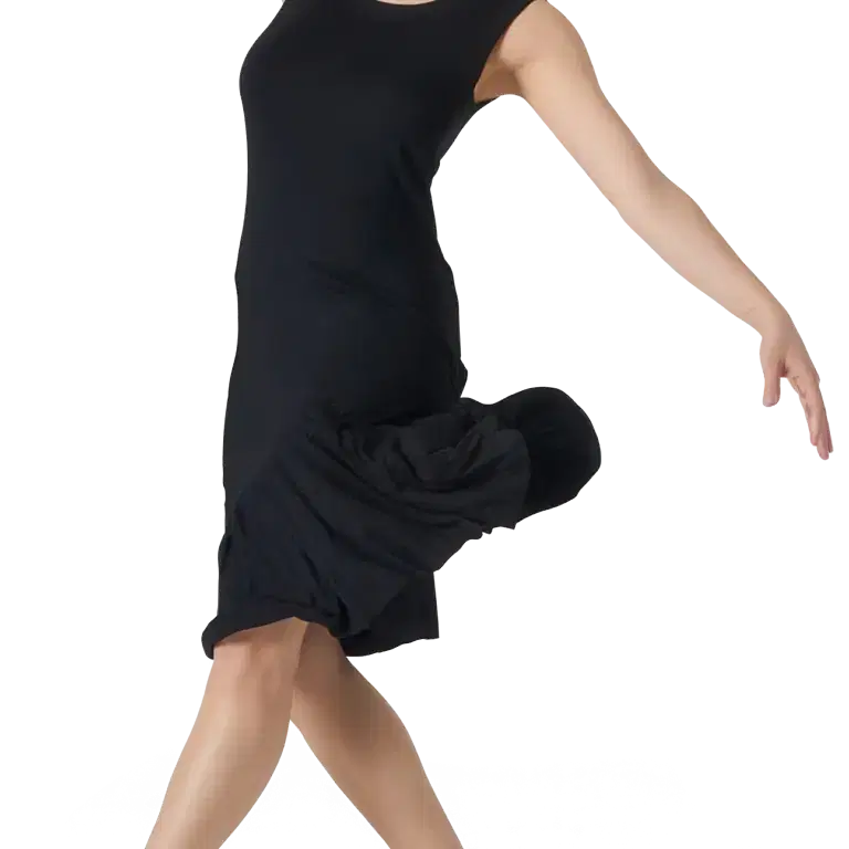 Tempsdanse Bailarin Noir Asymmetrisches Tanzkleid Mit Volants Schwarz 01