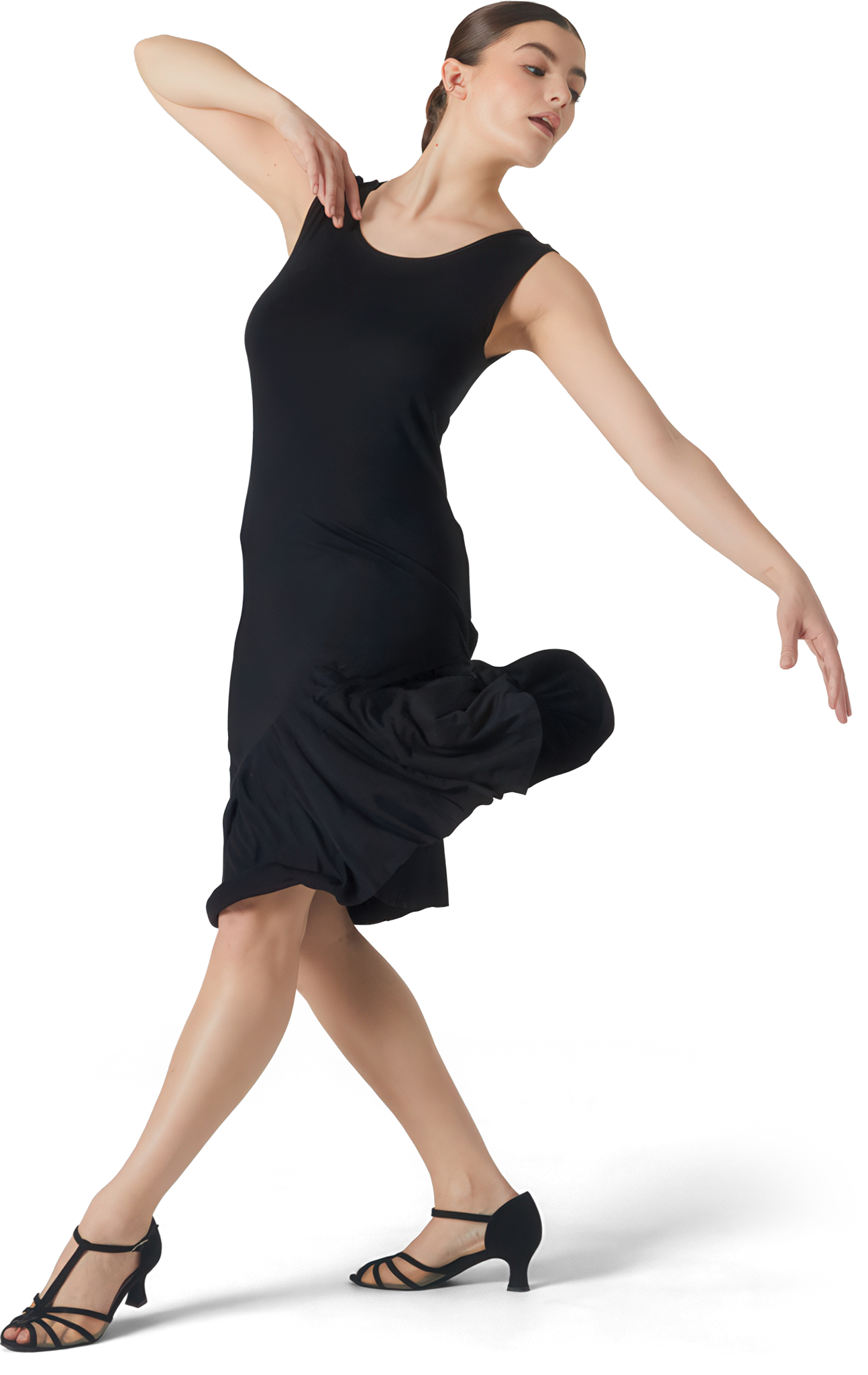 Tempsdanse Bailarin Noir Asymmetrisches Tanzkleid Mit Volants Schwarz 01
