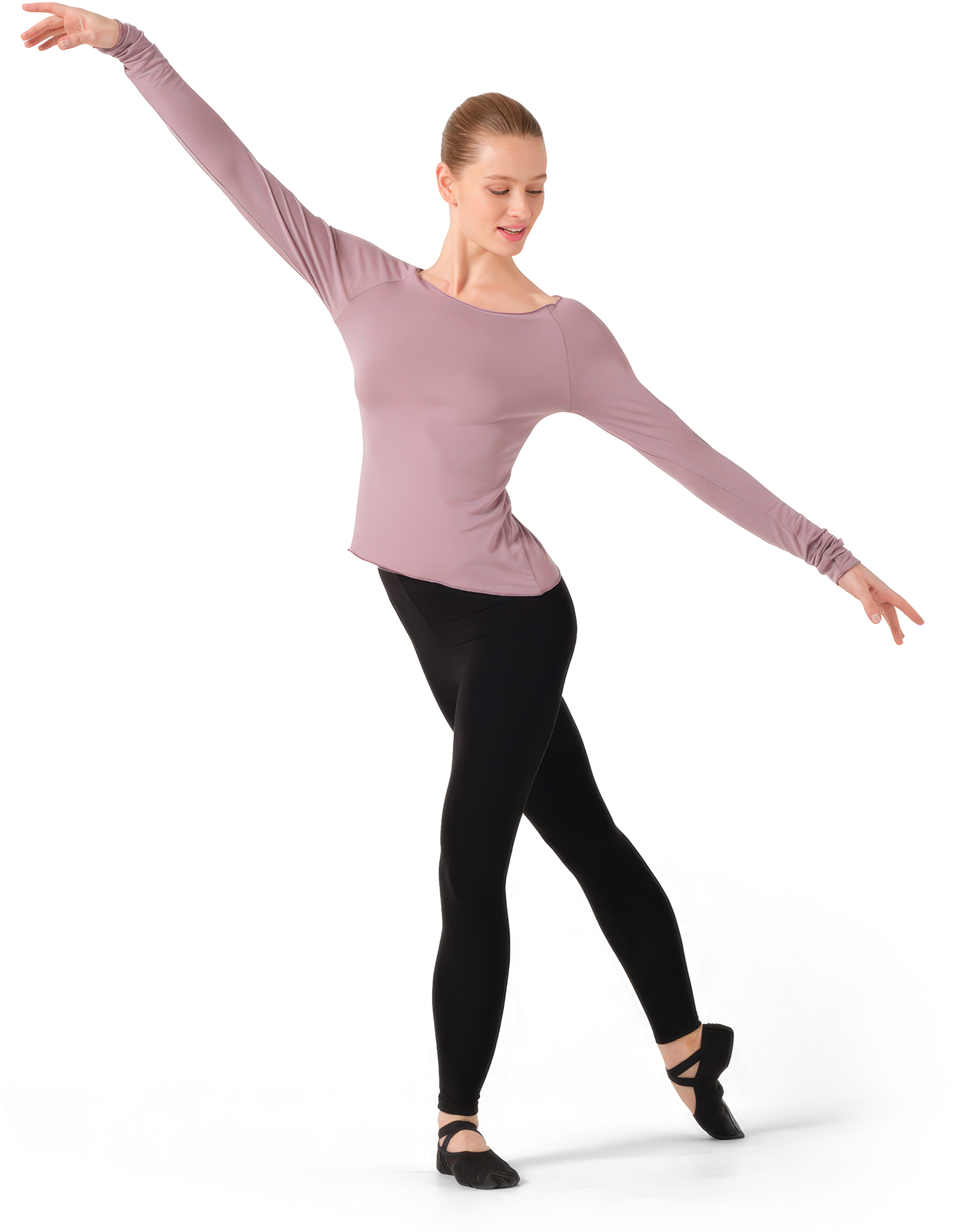 Tempsdanse Baltik Rose De Bois Langarm Tanzshirt Aus Bambus Viskose Altrosa 127788 01
