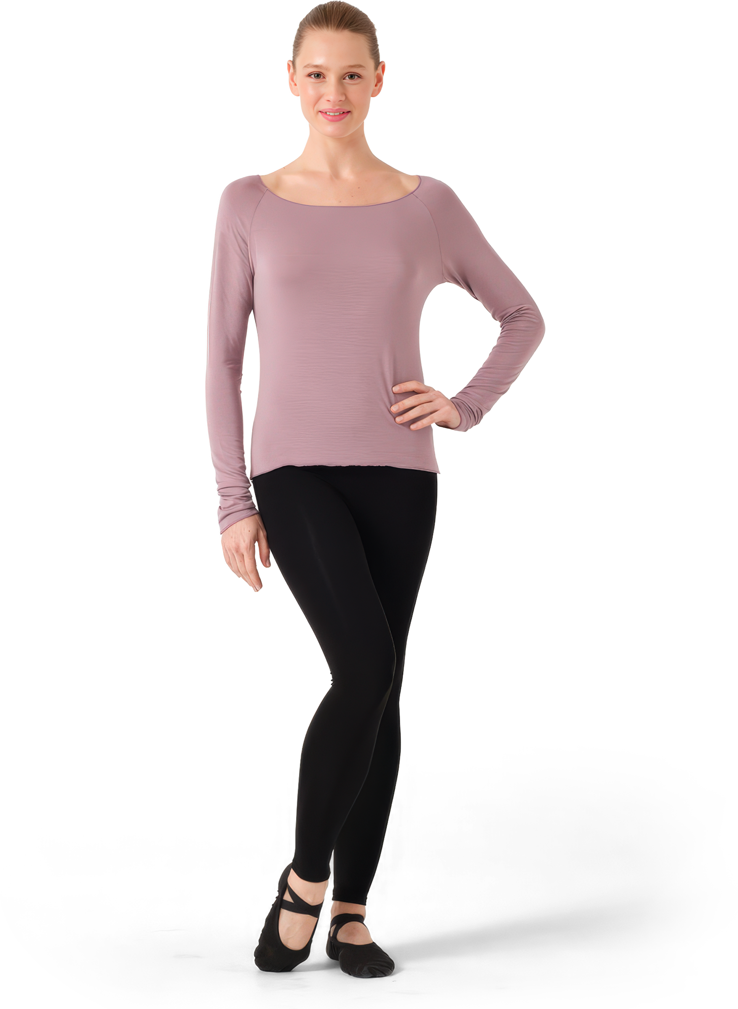 Tempsdanse Baltik Rose De Bois Langarm Tanzshirt Aus Bambus Viskose Altrosa 127788 02