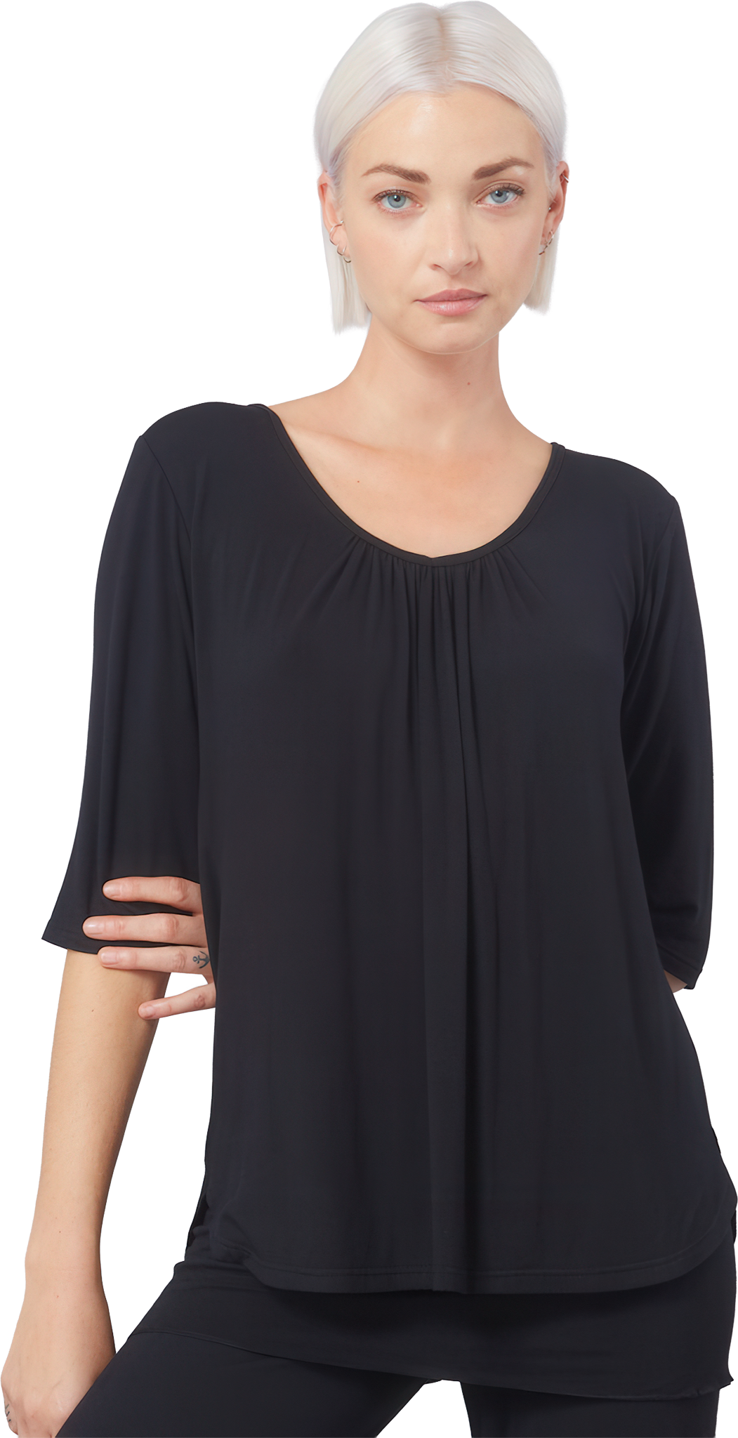 TempsDanse Bambi  Noir  Damen-Tanzshirt aus Bambusviskose, Schwarz   Hacke & Spitze