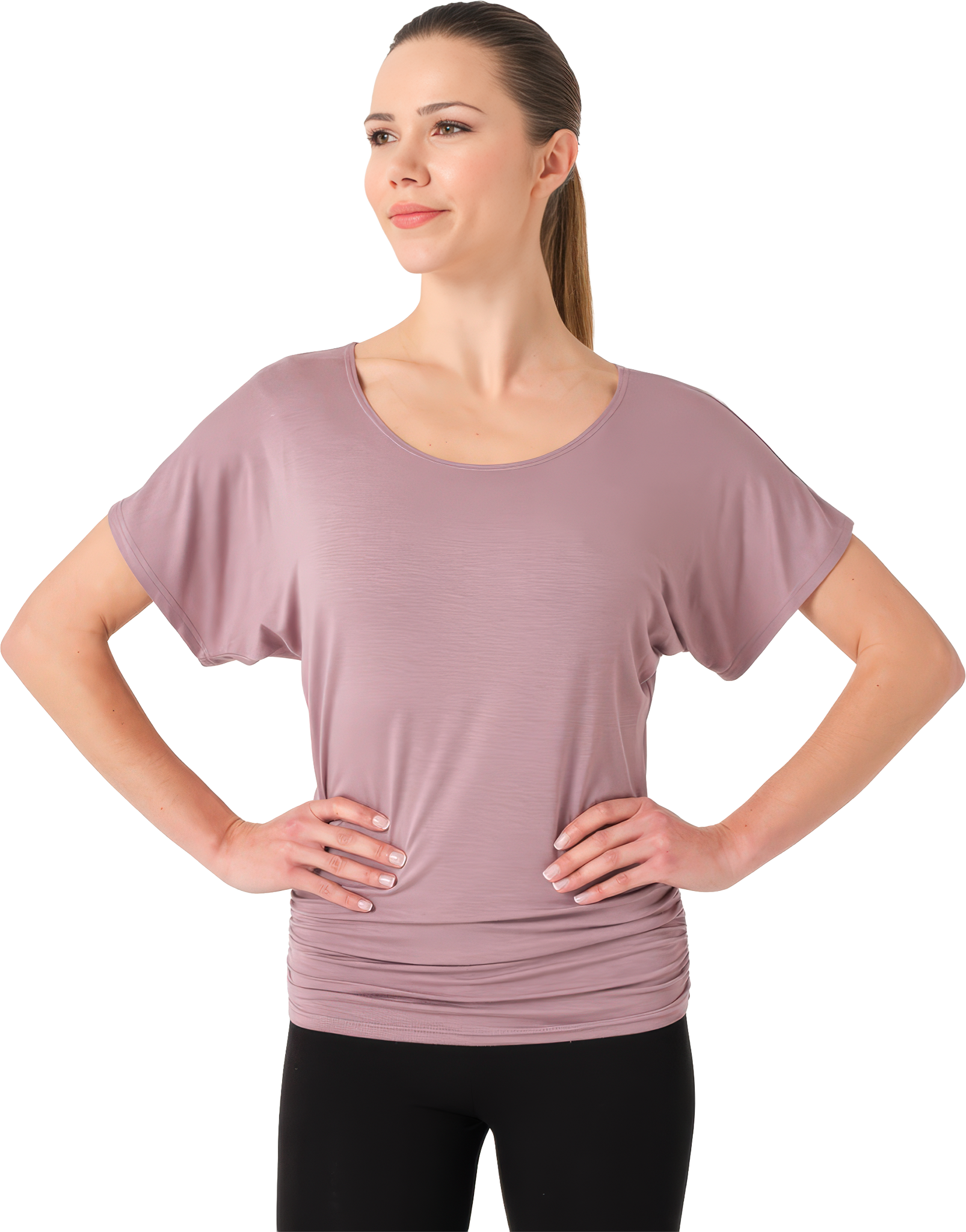 Tempsdanse Banu Bois De Rose T Shirt Mit Raffbarer Hueftpasse Altrosa 127625 01