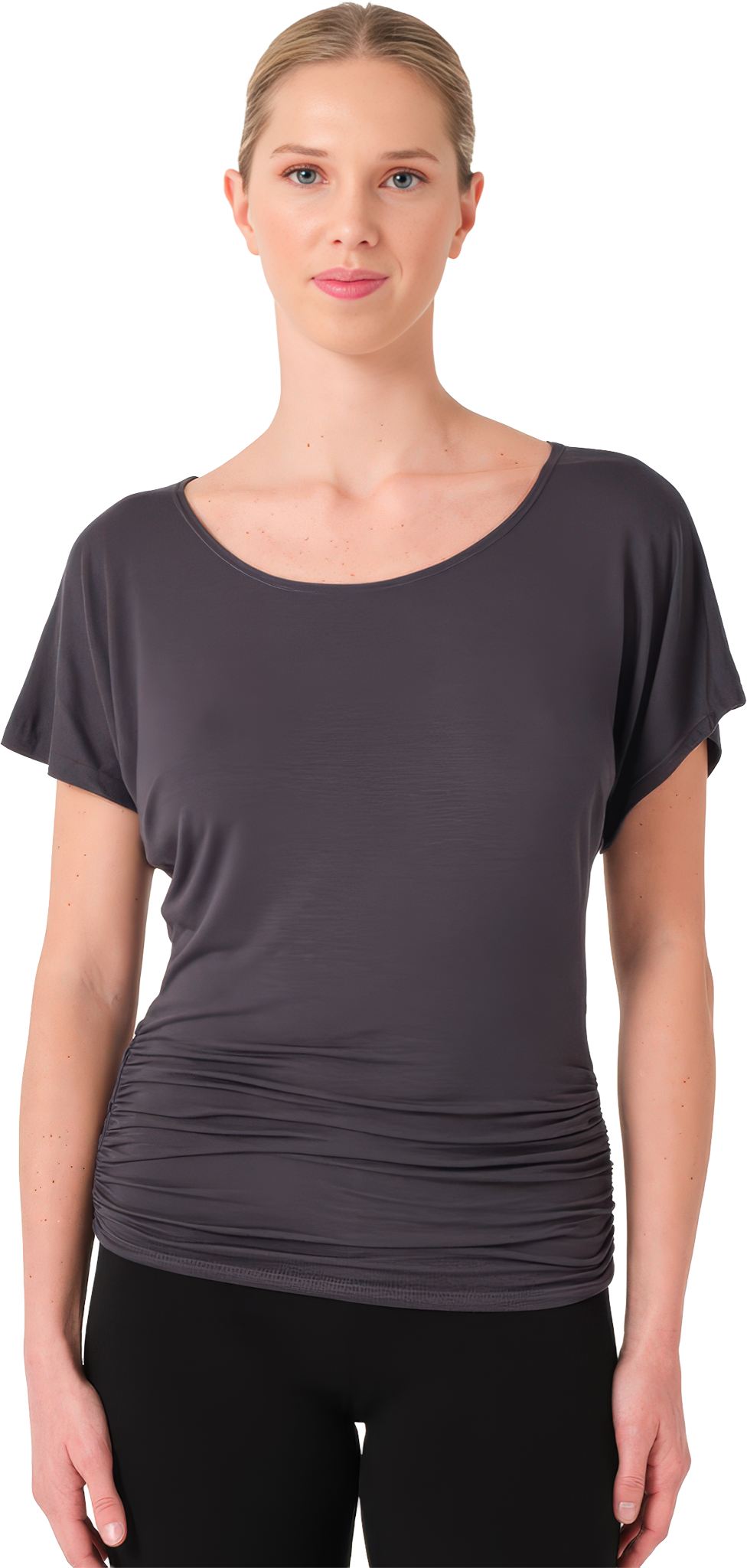 Tempsdanse Banu Dark Grey T Shirt Mit Raffbarer Hueftpasse Dunkelgrau 127631 01