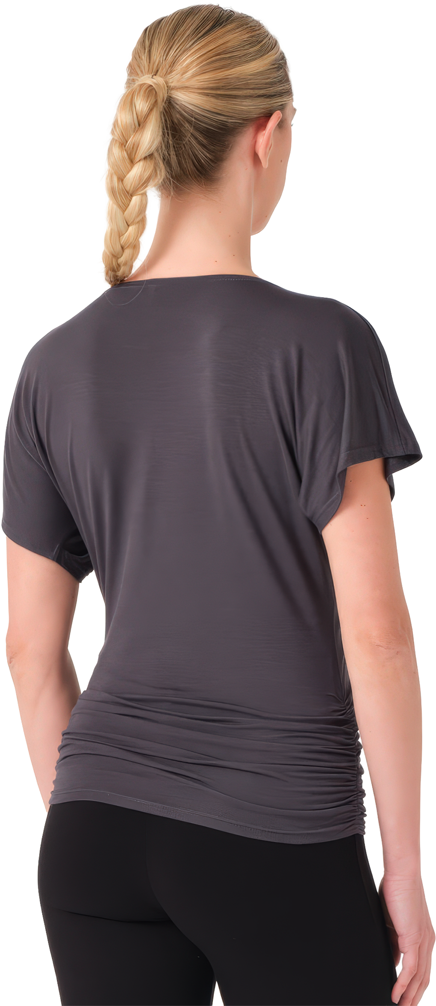 Tempsdanse Banu Dark Grey T Shirt Mit Raffbarer Hueftpasse Dunkelgrau 127631 02