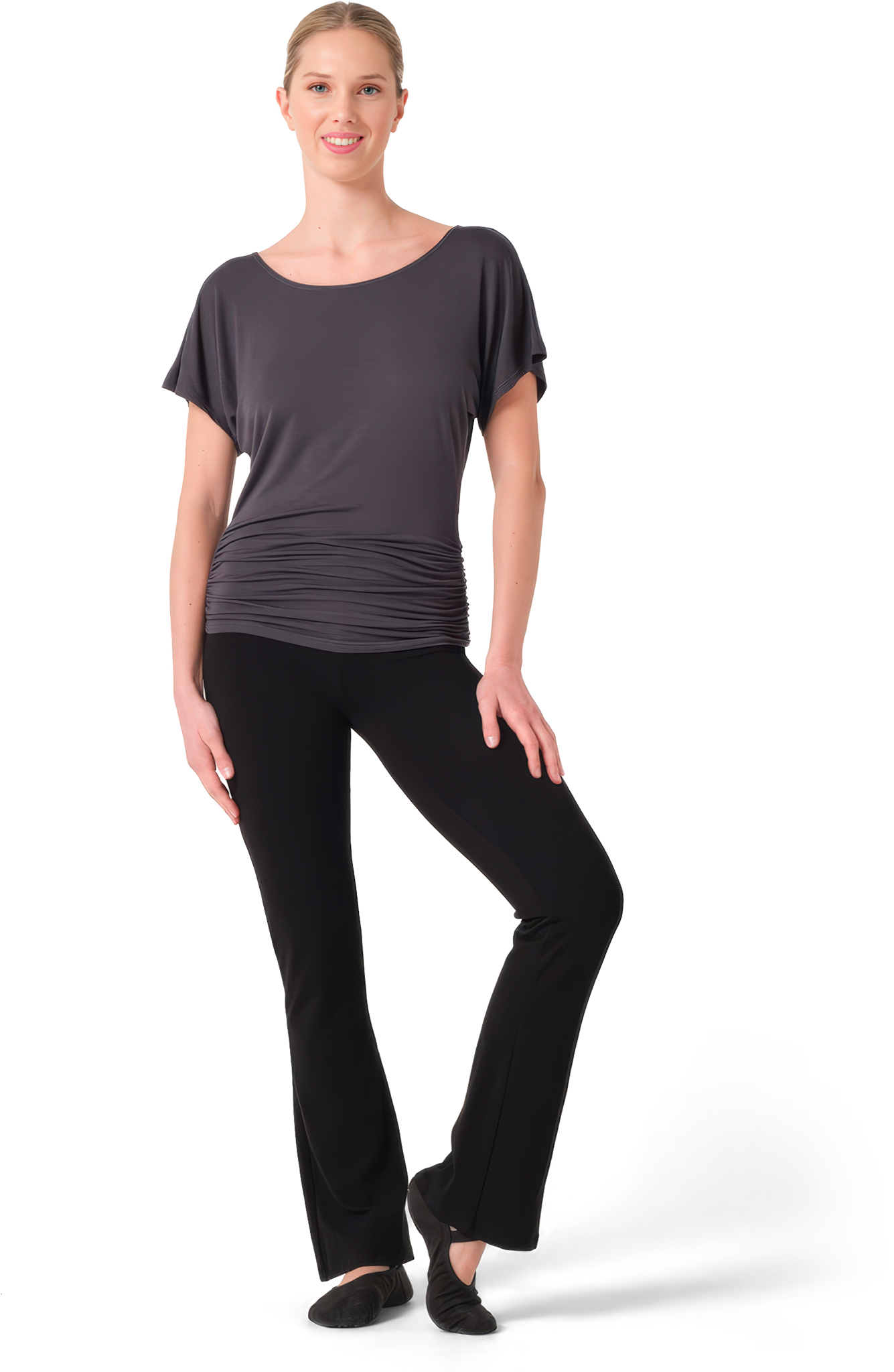 Tempsdanse Banu Dark Grey T Shirt Mit Raffbarer Hueftpasse Dunkelgrau 127631 03
