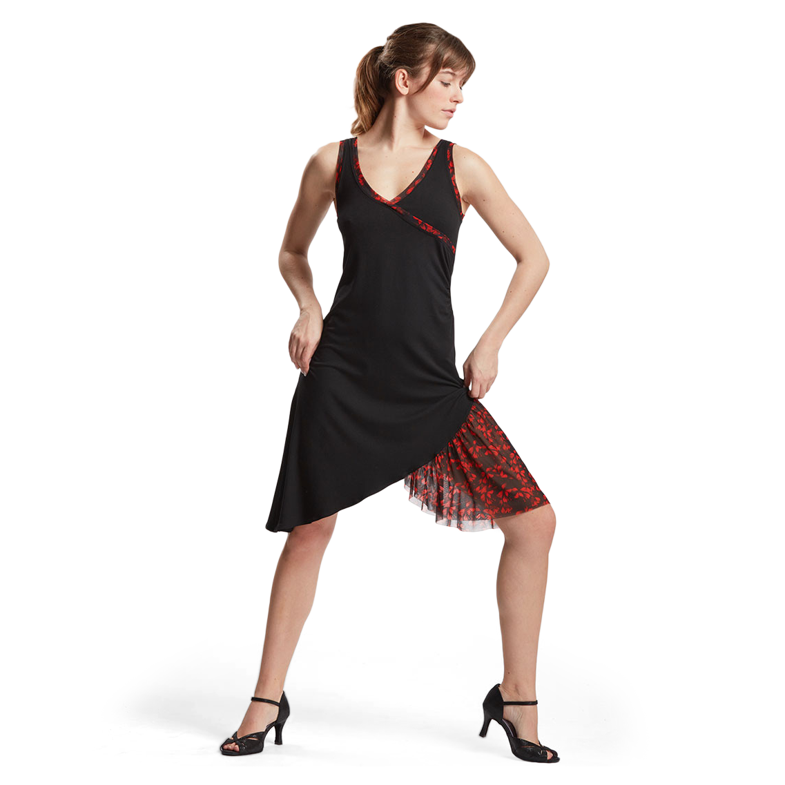 Tempsdanse Dalia Red Flower Tanzkleid Wickeloptik Rote Blumen 03