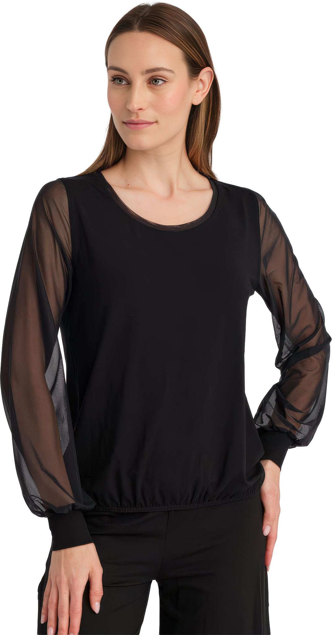 Tempsdanse Diane Noir Schwarzes Tanzhirt Mit Langen Tuell Aermeln 126963 01