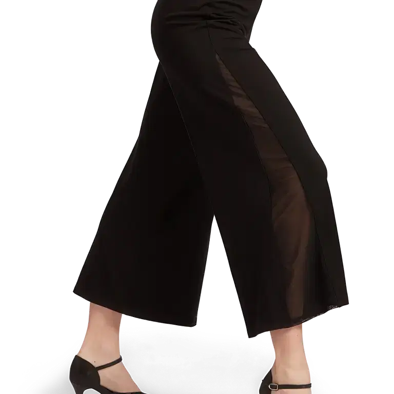 Tempsdanse Dolce Noir Weite 7 8 Tanzhose Mit Mesh Einsatz Schwarz 01