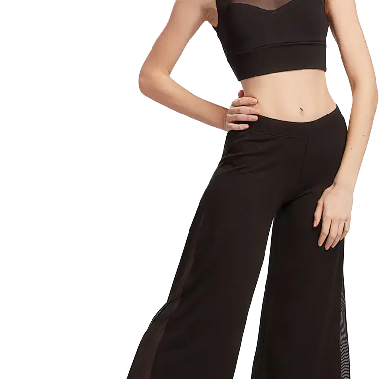 Tempsdanse Dolce Noir Weite 7 8 Tanzhose Mit Mesh Einsatz Schwarz 02