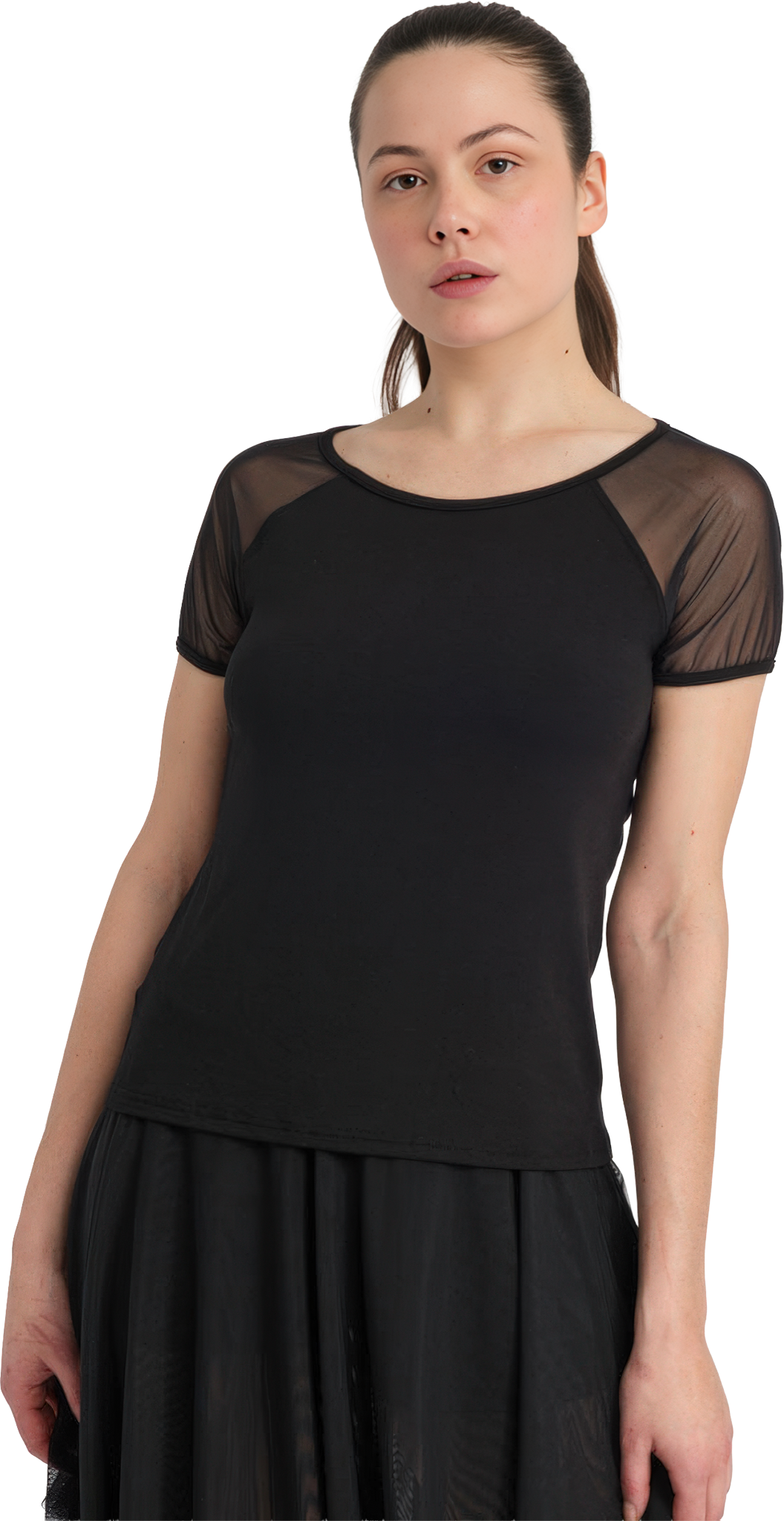 Tempsdanse Doline Noir Kurzaermliges Tanztop Mit Mesh Ruecken Schwarz 103654 01