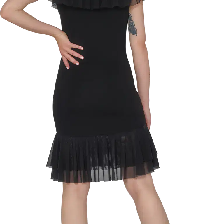 Tempsdanse Dolores Noir Knielanges Tanzkleid Mit Volants Schwarz 02
