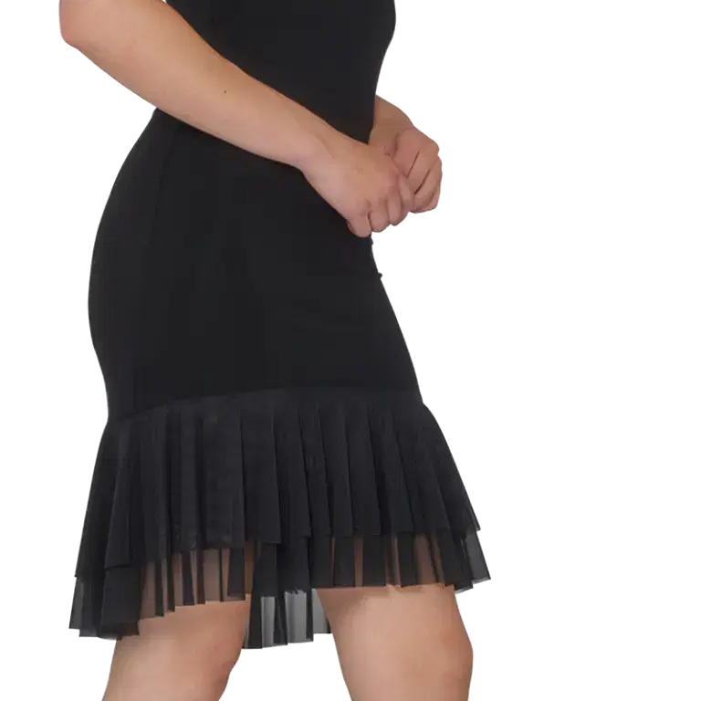 Tempsdanse Dolores Noir Knielanges Tanzkleid Mit Volants Schwarz 04