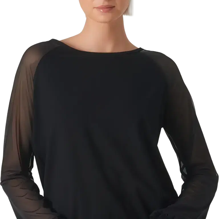 Tempsdanse Dune Noir Schwarzes Tanz Shirt Mit Chiffonaermeln 01