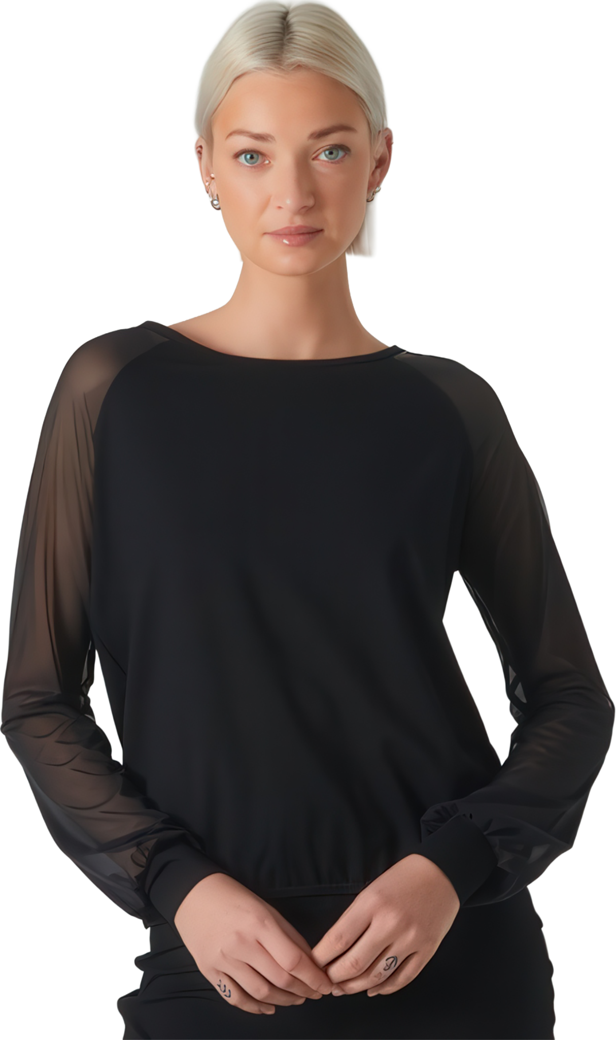Tempsdanse Dune Noir Schwarzes Tanz Shirt Mit Chiffonaermeln 01