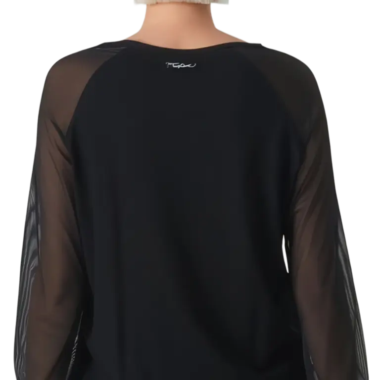 Tempsdanse Dune Noir Schwarzes Tanz Shirt Mit Chiffonaermeln 02