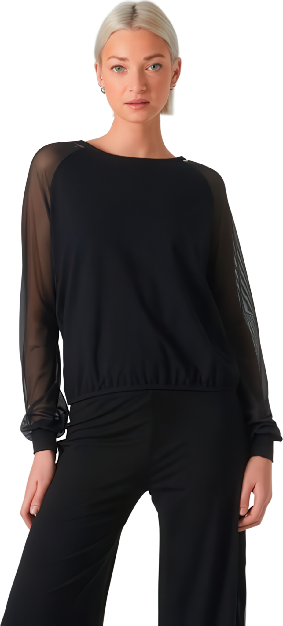 Tempsdanse Dune Noir Schwarzes Tanz Shirt Mit Chiffonaermeln 03