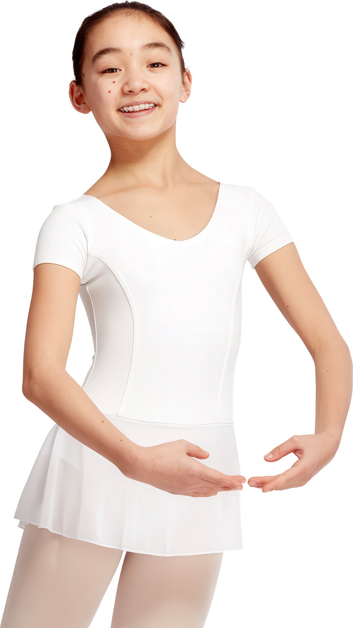 Tempsdanse Malou Jr Blanc Weisses Ballettkleid Fuer Maedchen Kurzarm 13837 02