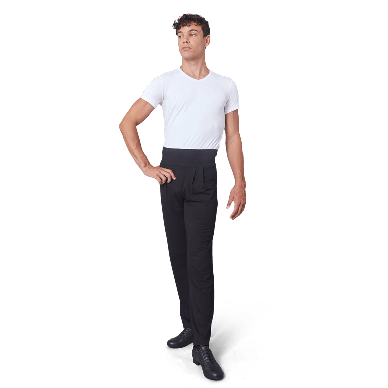 Tempsdanse Octavio Noir Schwarze Tanzhose Fuer Herren Breiter Bund 01